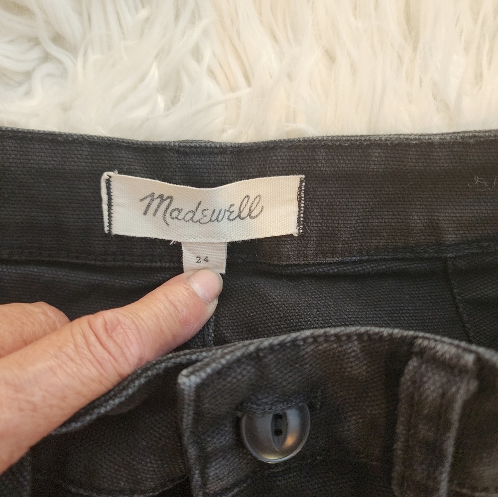 MADEWELL EMMETT WIDE-LEG CROPPED WOMENS JEANS IN BLACK SZ 26 - Picture 7 of 15